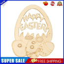 10pcs Wooden Easter Egg Pieces with Hemp String DIY Cutout Craft Ornaments