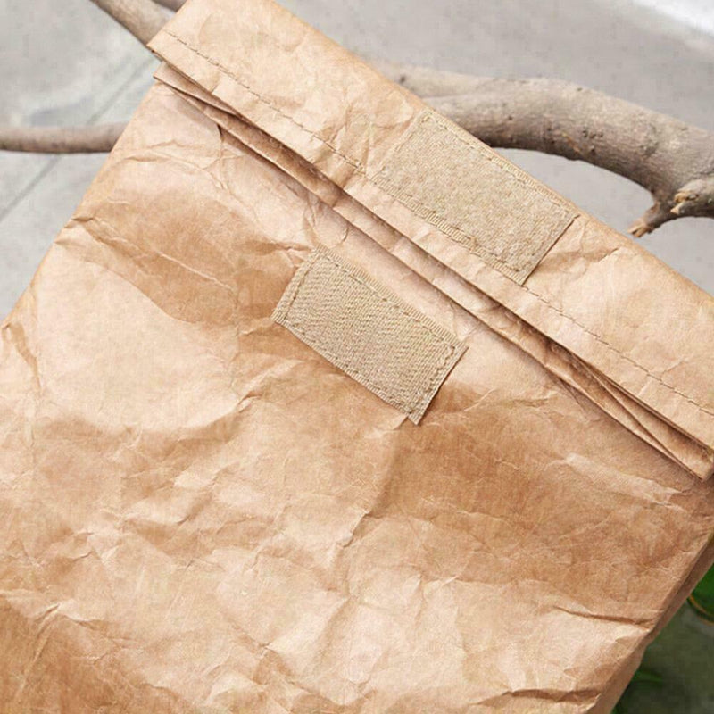1PCS Yellow Kraft Paper Lunch Bag Reusable Durable J9H9 Insulated Thermal W6J7