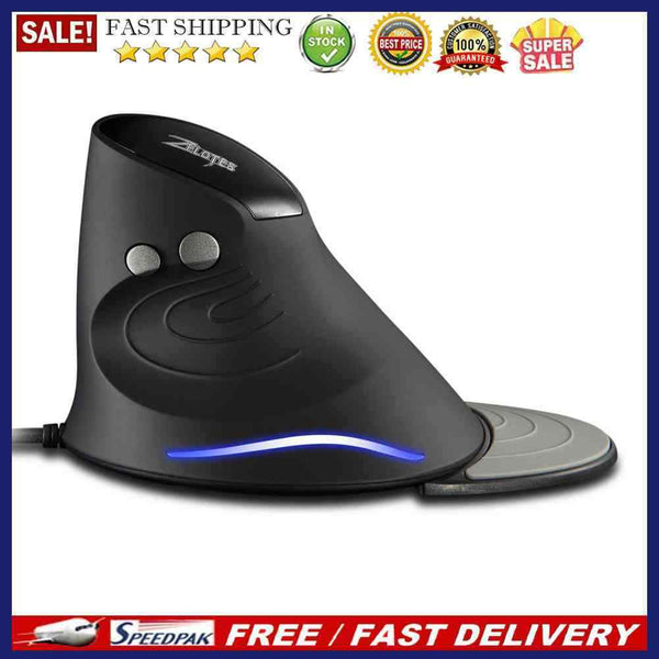 ZELOTES Gaming Mouse Upright Optical Mouse Wired 6 Button LED Desktop Game Mouse