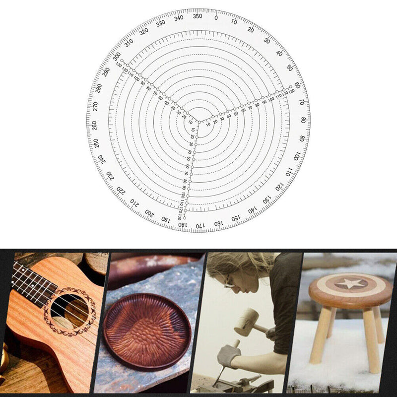 Round Center Finder Compass Centering Ruler Acrylic Circle Gauge for Wood Turner