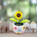Solar Car Ornament Swing Flip Flap Pot Sunflower Auto Interior Decorations