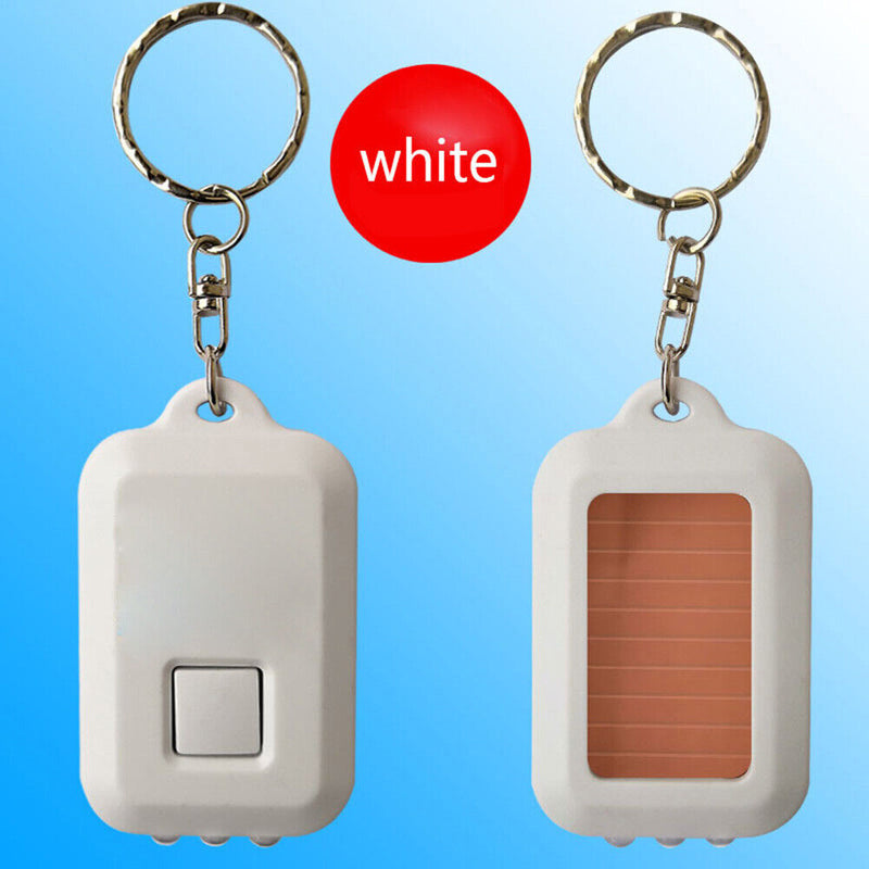 Portable Solar 3 LED Light Keychain Key Ring Outdoor Emergency Torch Flashlig