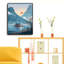 Wall Art Home Decor Lake Boat Oil Painting Acrylic Canvas Paints Picture Ar