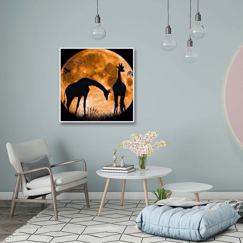 Full Round Drill Diamond Painting DIY Silhouette Giraffe Embroidery Mosaic Craft
