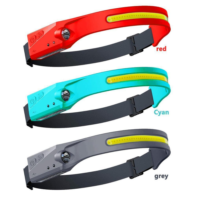 COB LED Headlamp Sensor Rechargeable Outdoor Work Light (Red)