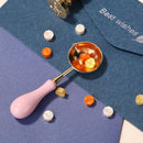 Wood Handle Sealing Wax Spoon Wax Bead Tablet Melting Spoons Craft (Pink) Newly