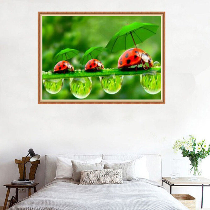 Green Leaf Ladybug 5D Diamond Painting Embroidery DIY Cross Stitch Decor Newly