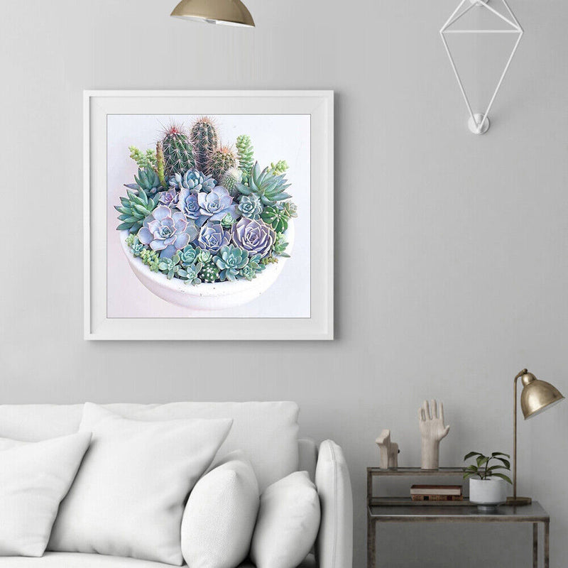 5D DIY Full Round Drill Diamond Painting Succulent Plants Cross Stitch Mosaic