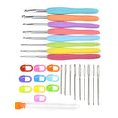 28pcs Metal Aluminum Crochet Hooks Yarn Wool Stitching Knitting Needles Set