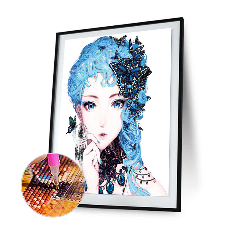 Blue-haired girl 5D DIY Partial Special Shape Drill Diamond Painting Newly