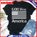 Independence Day Print Flag Letter T-Shirt (Black S)