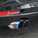 Dual Outlet Burnt Blue Stainless Steel Car Exhaust Tip Rolled Edge Muffler Newly