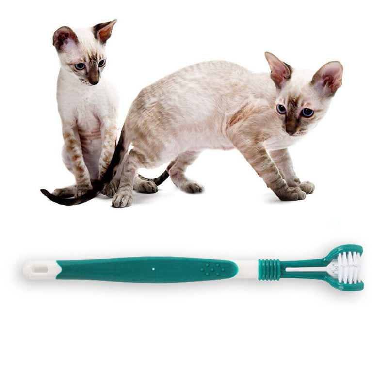 Three Sided Pet Toothbrush Dog Brush Bad Breath Tartar Tool (Dark Green) Newly