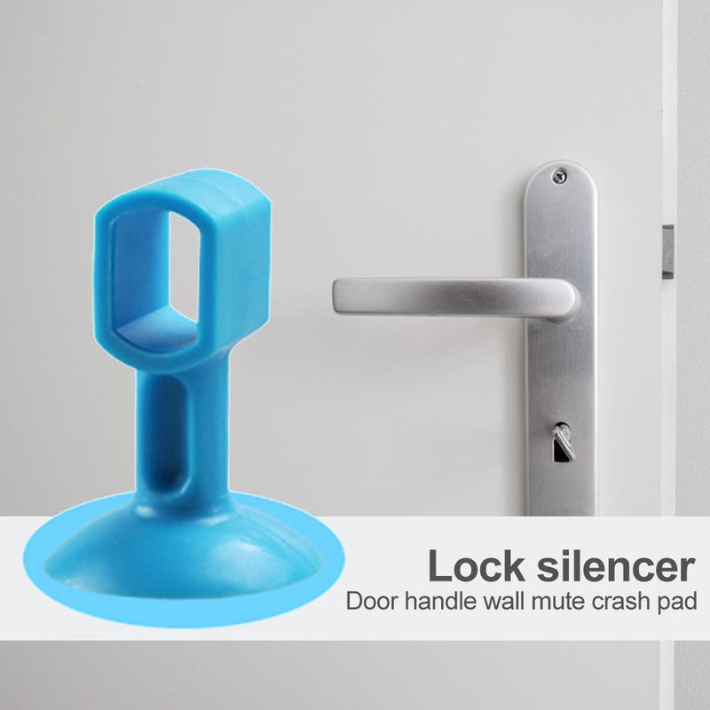 2pcs Doorknob Wall Mute Crash Pad Cushion Door Handle Lock Silencer (Blue) Newly