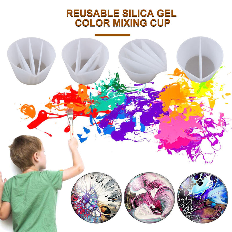 4pcs Split Color Mixing Cup for Art Paints 5 Channels Pouring Cup White (5)