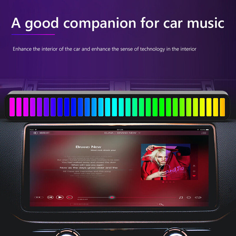 Type-C APP Control RGB 32 LED Voice-Activated Rhythm Light Bar (Jazz Black)