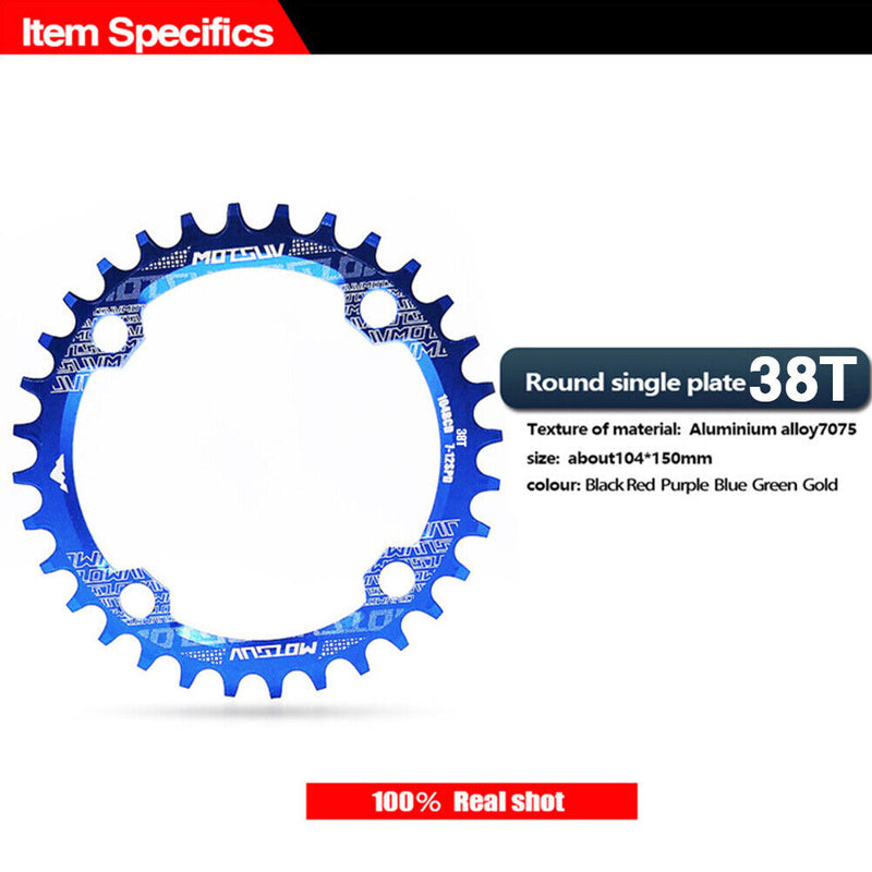 Bicycle 104BCD Crank Chainring Chainwheel MTB Bike Crankset (38T Blue) Newly