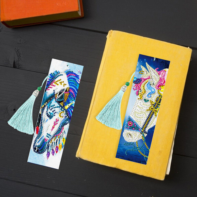 2pcs 5D Special Shaped Diamond Painting Bookmark Tassel Book Marks DIY Craft
