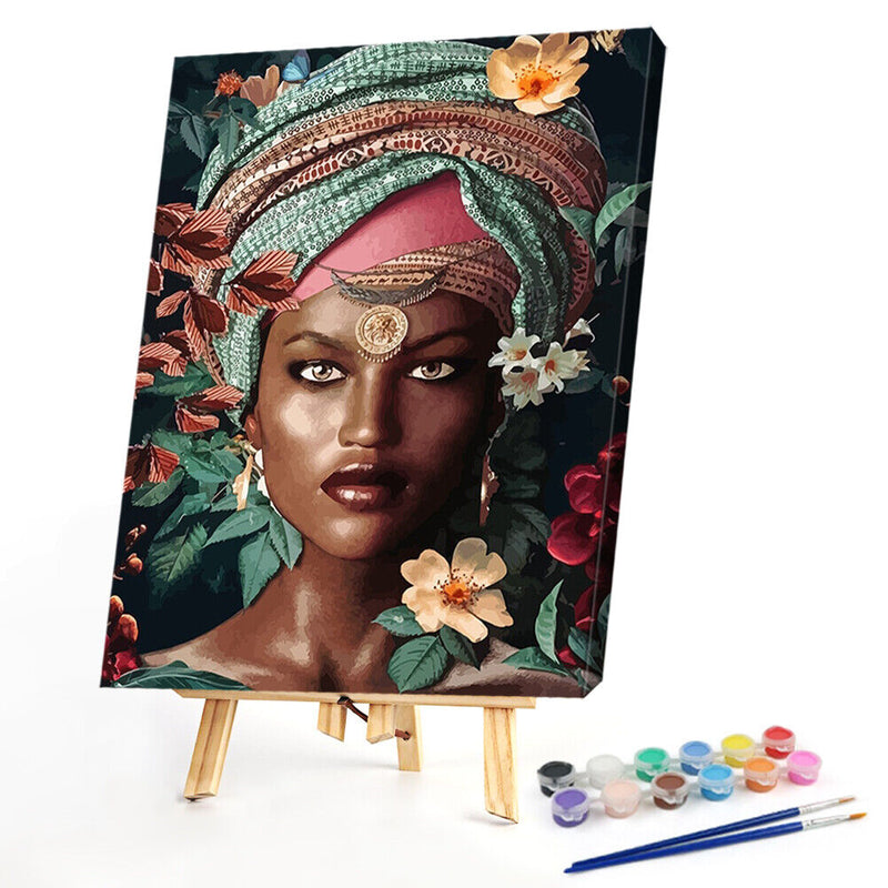 DIY Paint By Number Kit African Women Acrylic Paint Household Decor Art Craft