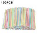 100x Straw Plastic Bendy Colourful Straws Birthday Wedding Summer Drink Party`