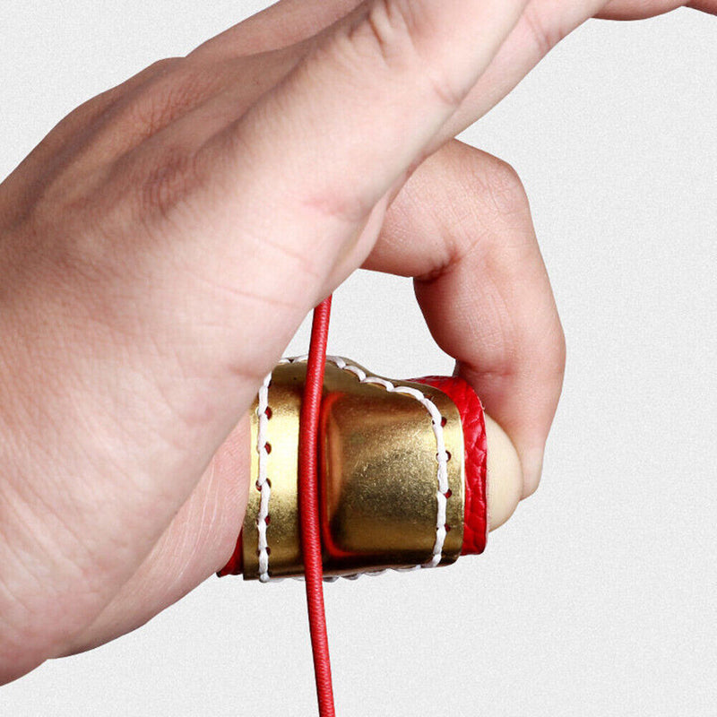 Brass Leather Thumb Finger Tip Protector Archery Pull Arrow Trigger Guard Rings