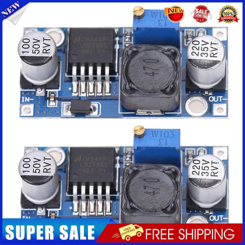 2x DC-DC 3A Buck Converter Adjustable Step-Down Power Supply Module LM2596S