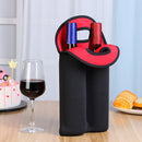 Wine Bottle Cooler Neoprene Double Bottle Protective Sleeve Holder (Red) Newly