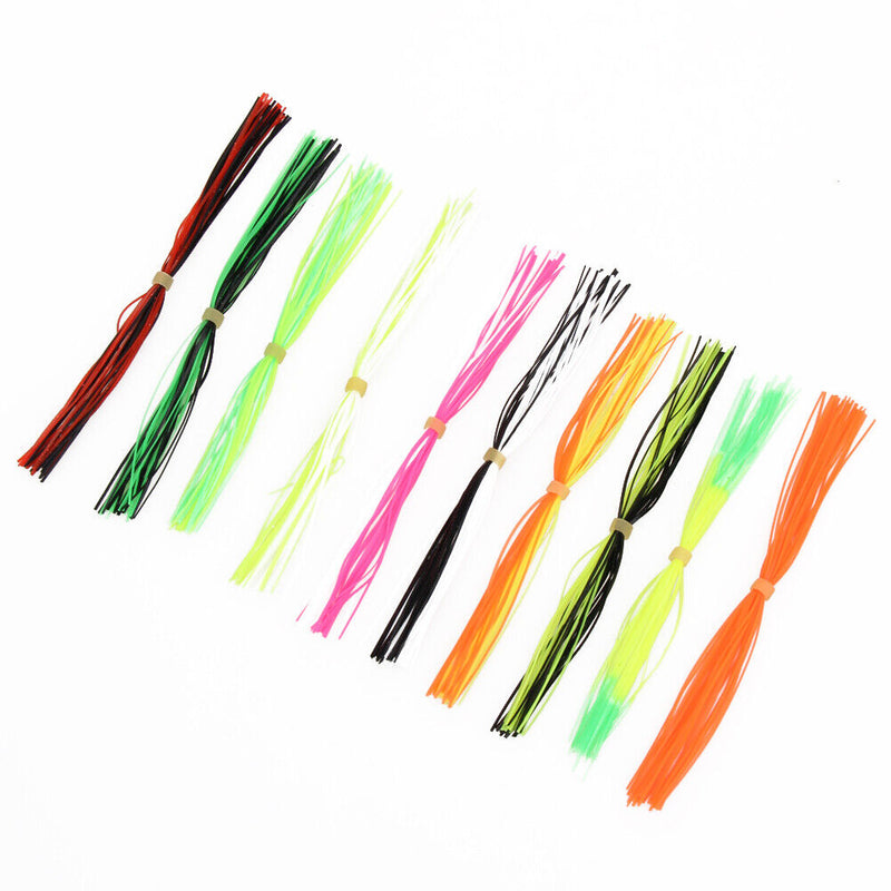 10 Bundles 50 Strands Silicone Skirts Fishing Skirt Rubber Jig Lure Mixed Color