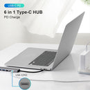 6 in 1 USB C HUB Docking 2 USB 3.0 4K HDMI Type-C RJ45 100W PD Charging Adapter