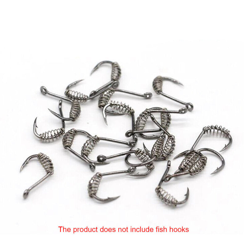 100pcs Fishhooks Barbed Twist Locks Stainless Steel Fishing Hook Spring Locks