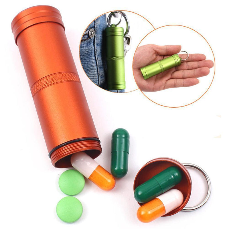 3pcs Aluminum Alloy Waterproof Case First-Aid Medicine Bottle with Key Ring