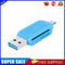 USB2.0 Micro USB OTG Card Reader for TF SD Memery Card for PC Phone (Blue)