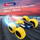 #A RC Stunt Cars 15km/h LED Light Double Sided 360 Degrees Flips 4WD 2.4GHz Vehi