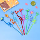 Design Cartoon Pattern Straws-Plastic Dinosaur Reusable Straws Dino Theme