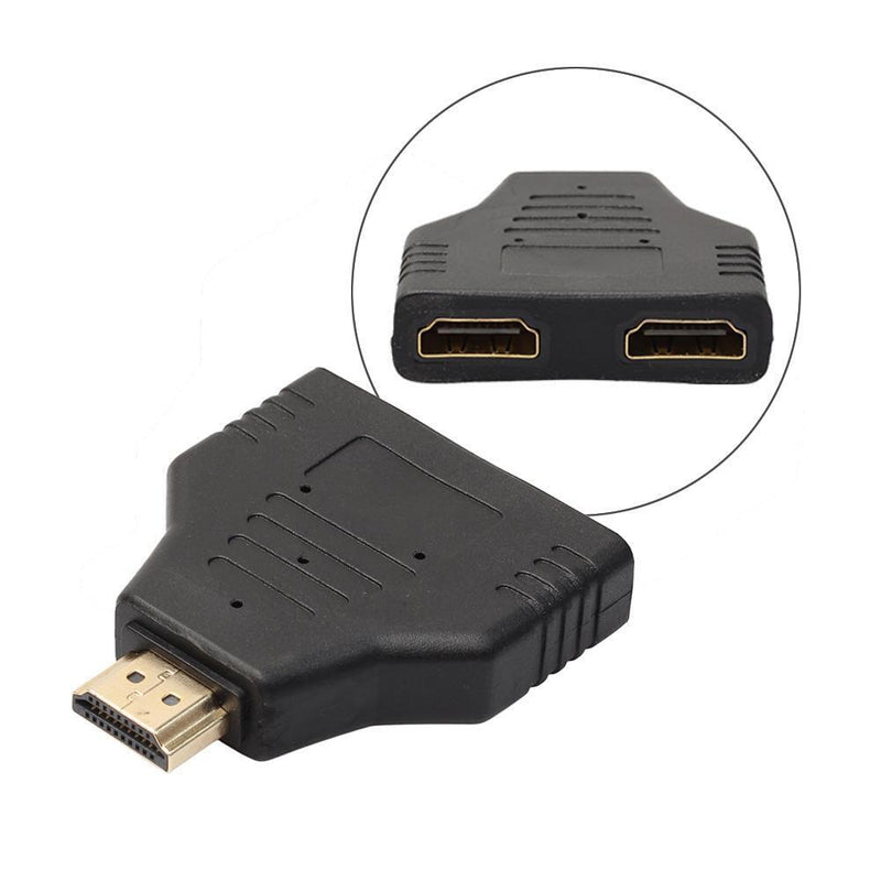 Portable 1080P HDMI-compatible Male to 2 Female 1 In 2 Out Splitter Adapter Prot