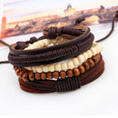 Unisex European Fashion Beads Wooden Bead Knit DIY Alloy Bracelet (2)