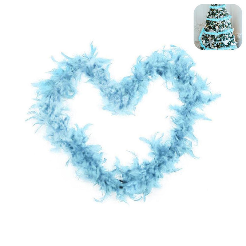 2M Christmas Tree Blue Feather Boa Strip Xmas Ribbon Wedding Garland Decor,`