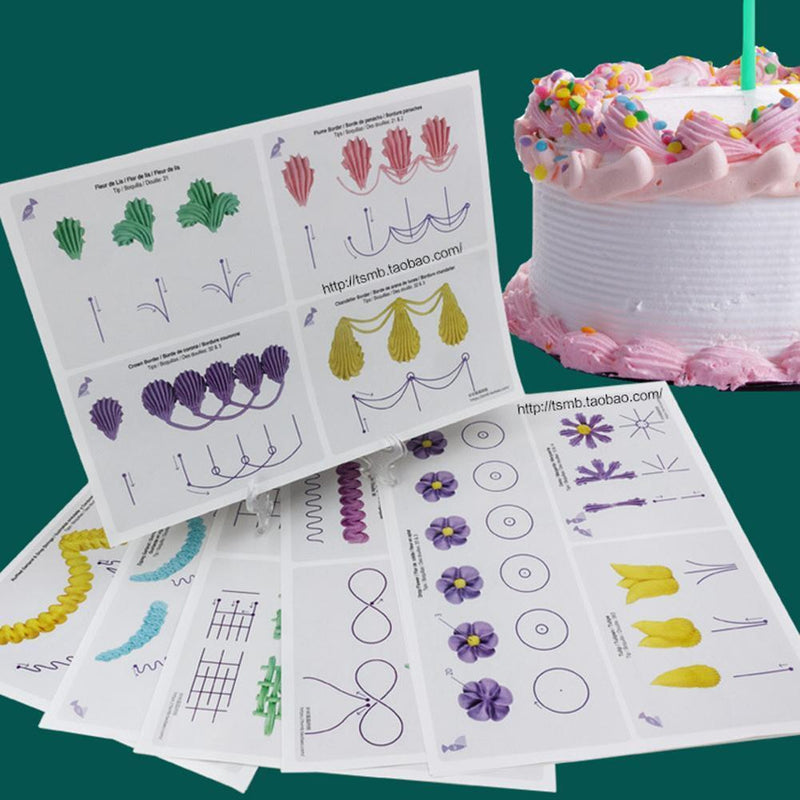 23pcs/set Cake Icing Piping DIY Practice Drawing Board Template Paper
