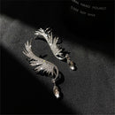 Elegant Dangle Zircon Drop Ear Stud Ear Clip Angel Wings Earrings Rhinestone