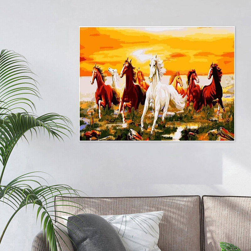 Digital Oil Painting By Numbers Kits Horse DIY Hanging Decor Room Wall Canvas