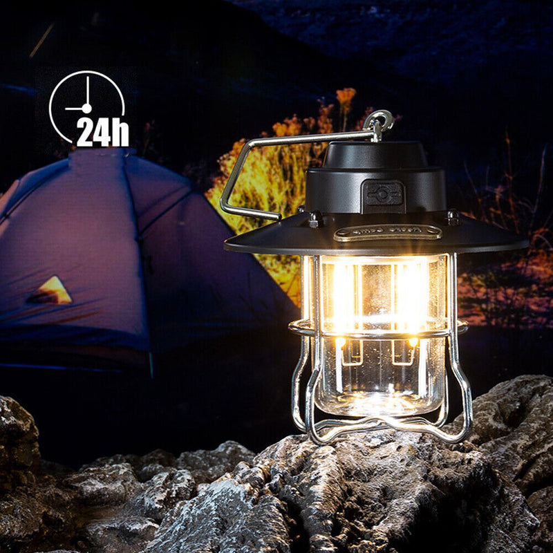Mini Retro Camping Lantern IP65 Waterproof Hanging Tent Lamp 3 Modes for Camping
