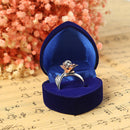 Anello Gioielli Argento Sterling 925 1CT Zaffiro Blu e Topazio Bianco Taglia 7 UC1