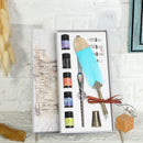 Gradient Feather Fountain Dip Pen Set Crystal Writing Pen Calligraphy Stationery