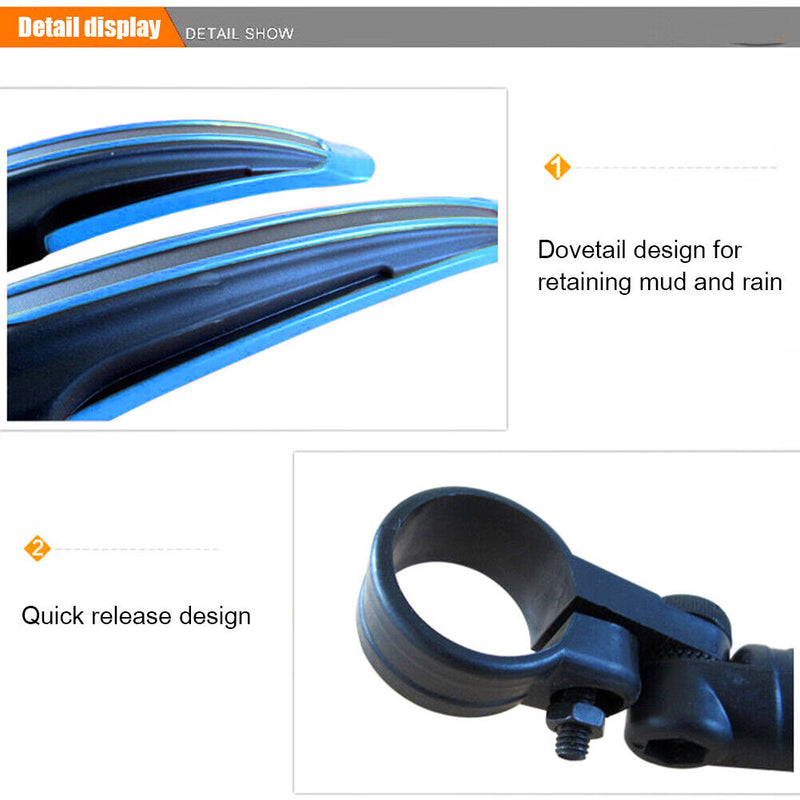 2pcs MTB Bike Mudguard Wings Cycling Bicycle Front Rear Fender (Light Blue)