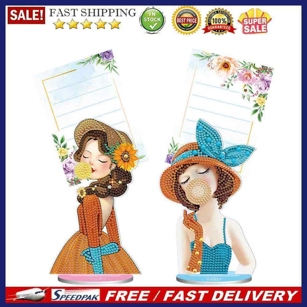 2pcs Diamond Painting Note Holder Valentine Day Gift Card Table Stand Desk Cl