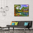 Painting By Numbers Kit DIY Lakeside Cottage Canvas Oil Art Picture Craft