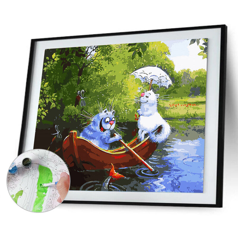 Oil Paint By Numbers Blue Cat Coloring Picture Art Drawing