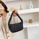 Fashion Women Solid Color Lattice Shoulder Bag Autumn Winter Small Underarm Bags