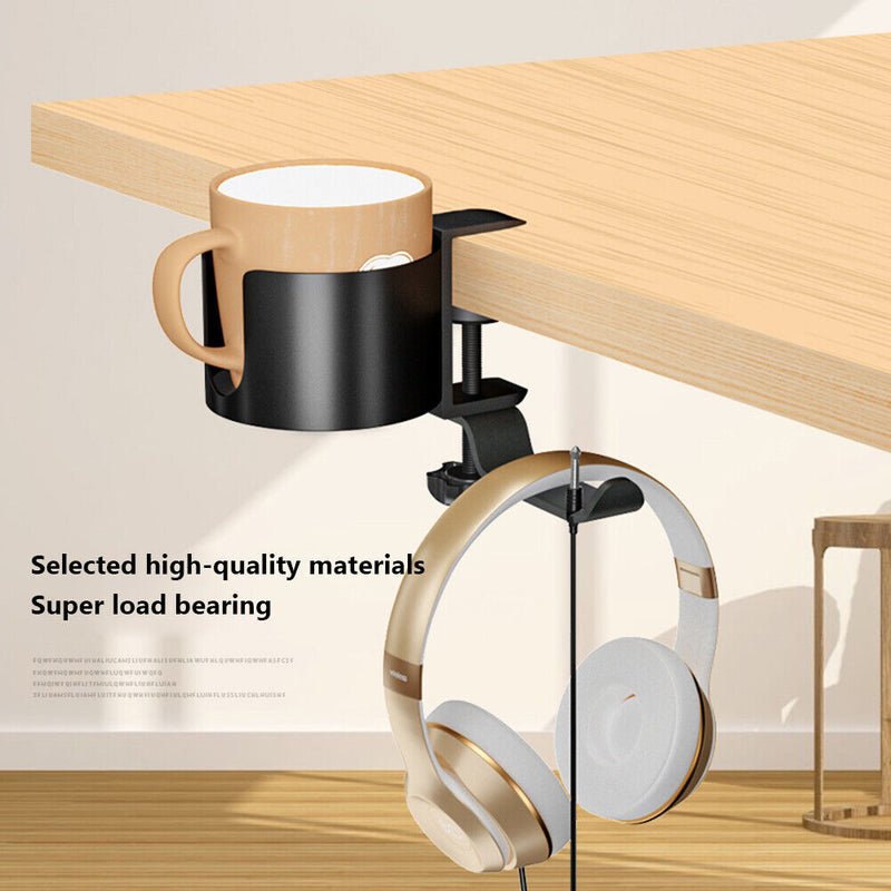 #A Multifunctional Headphones Mounted Hanger Cup Holder No Punching Desk Clamp