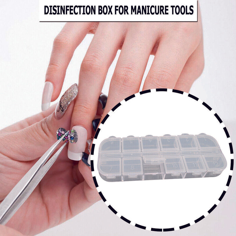 12 Grids Clear Beads Storage Box for Nail Art Manicure Jewelry Display Case